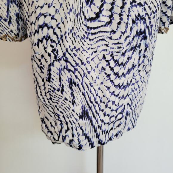 Soft Surroundings South Beach Tunic Beaded Lace Up Blue White Women Large - Picture 10 of 15